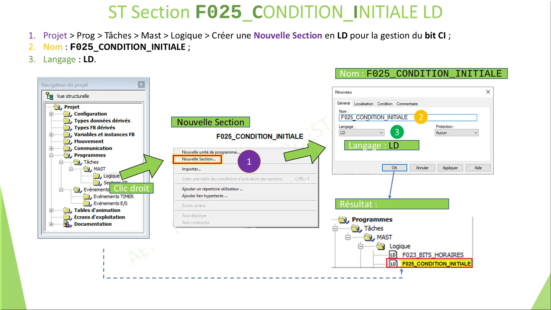 ST Section F025_CONDITION_INITIALE LD